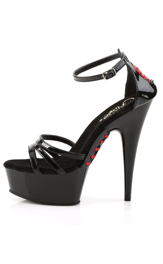 DELIGHT-662 Black & Red Platform Heels