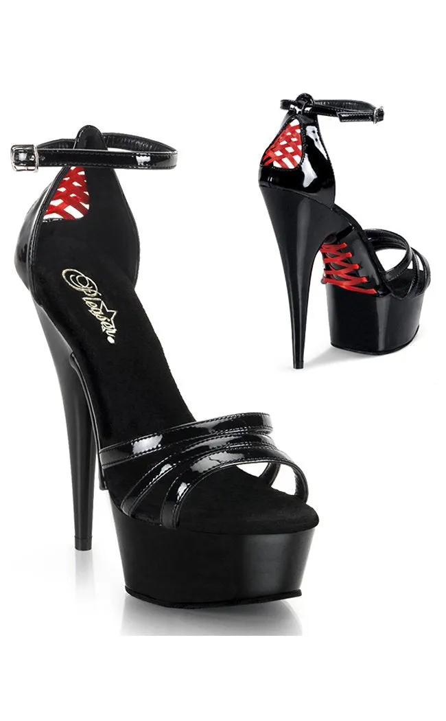 DELIGHT-662 Black & Red Platform Heels