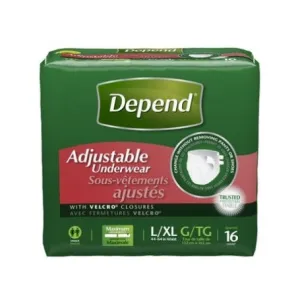 Depend Adjustable Max Absorbency Underwear Large/X-Large -Case of 32