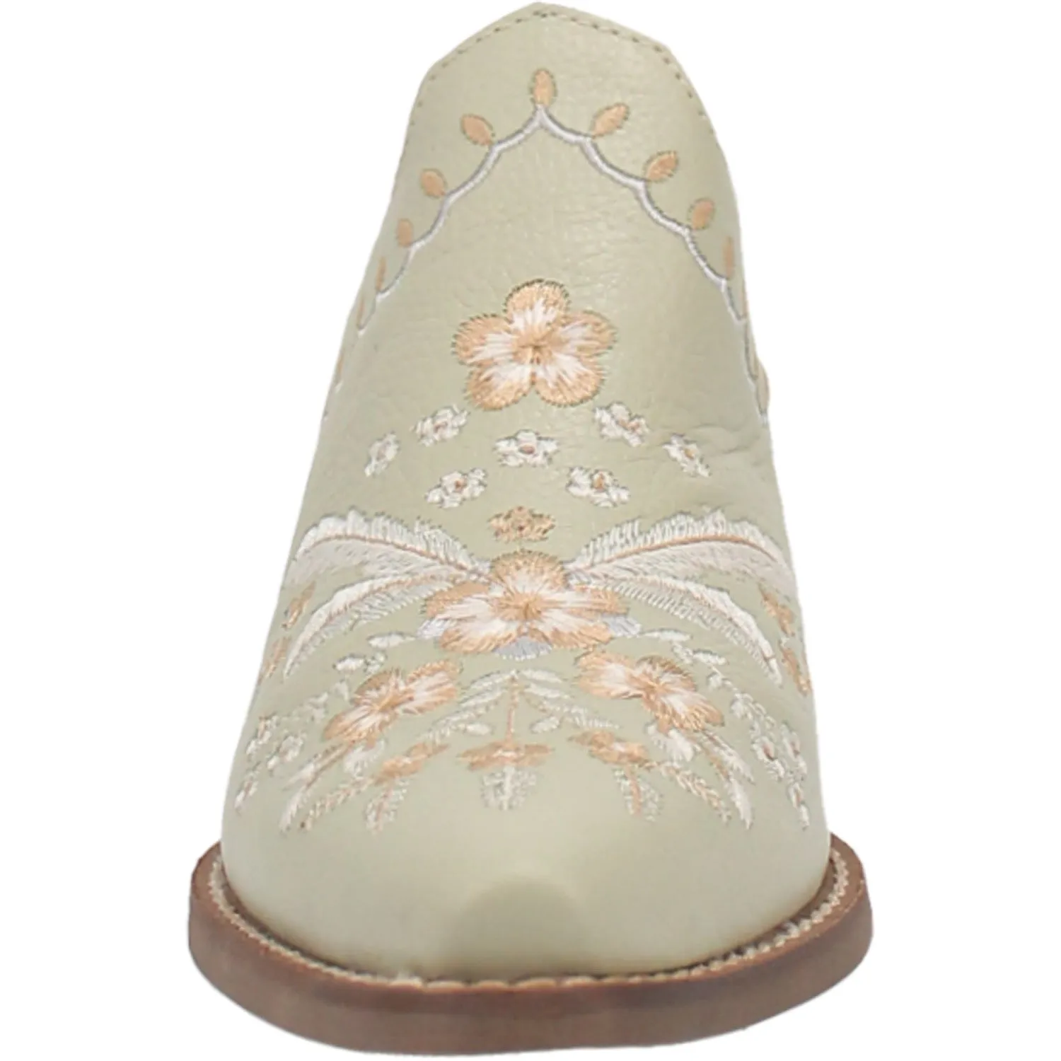 Dingo Womens Wildflower Mint Leather Embroidered Mules Shoes