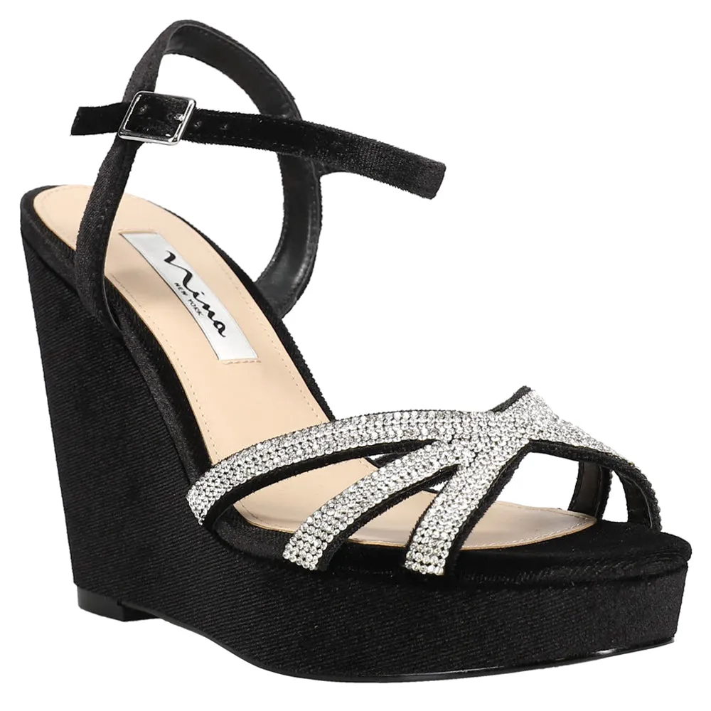 Dion Rhinestone Platform Wedge Sandal