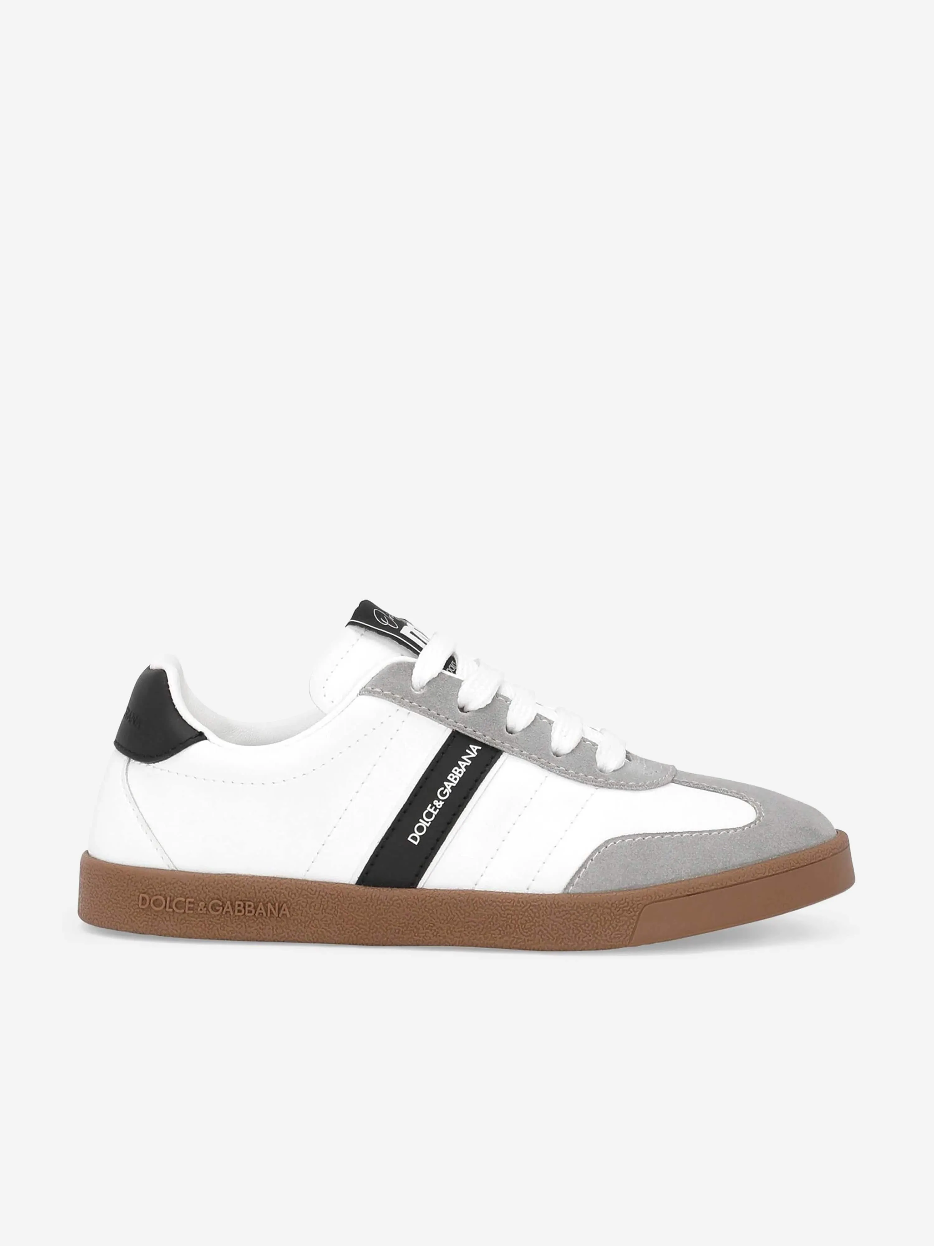 Dolce & Gabbana Boys Leather Retro Trainers in White