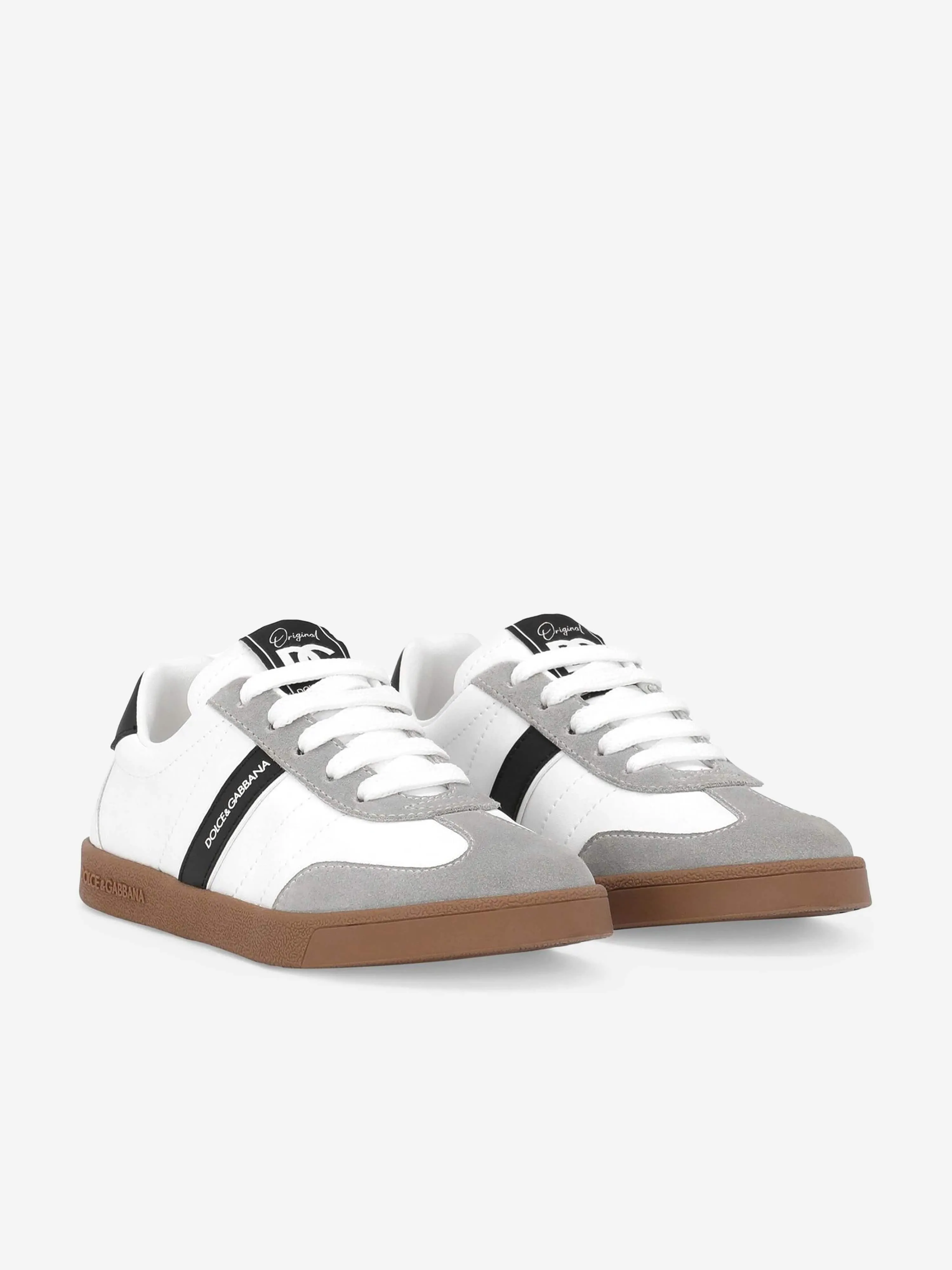 Dolce & Gabbana Boys Leather Retro Trainers in White