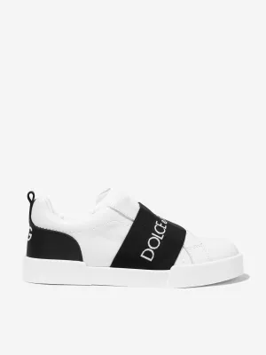 Dolce & Gabbana Kids Leather Slip On Trainers in White