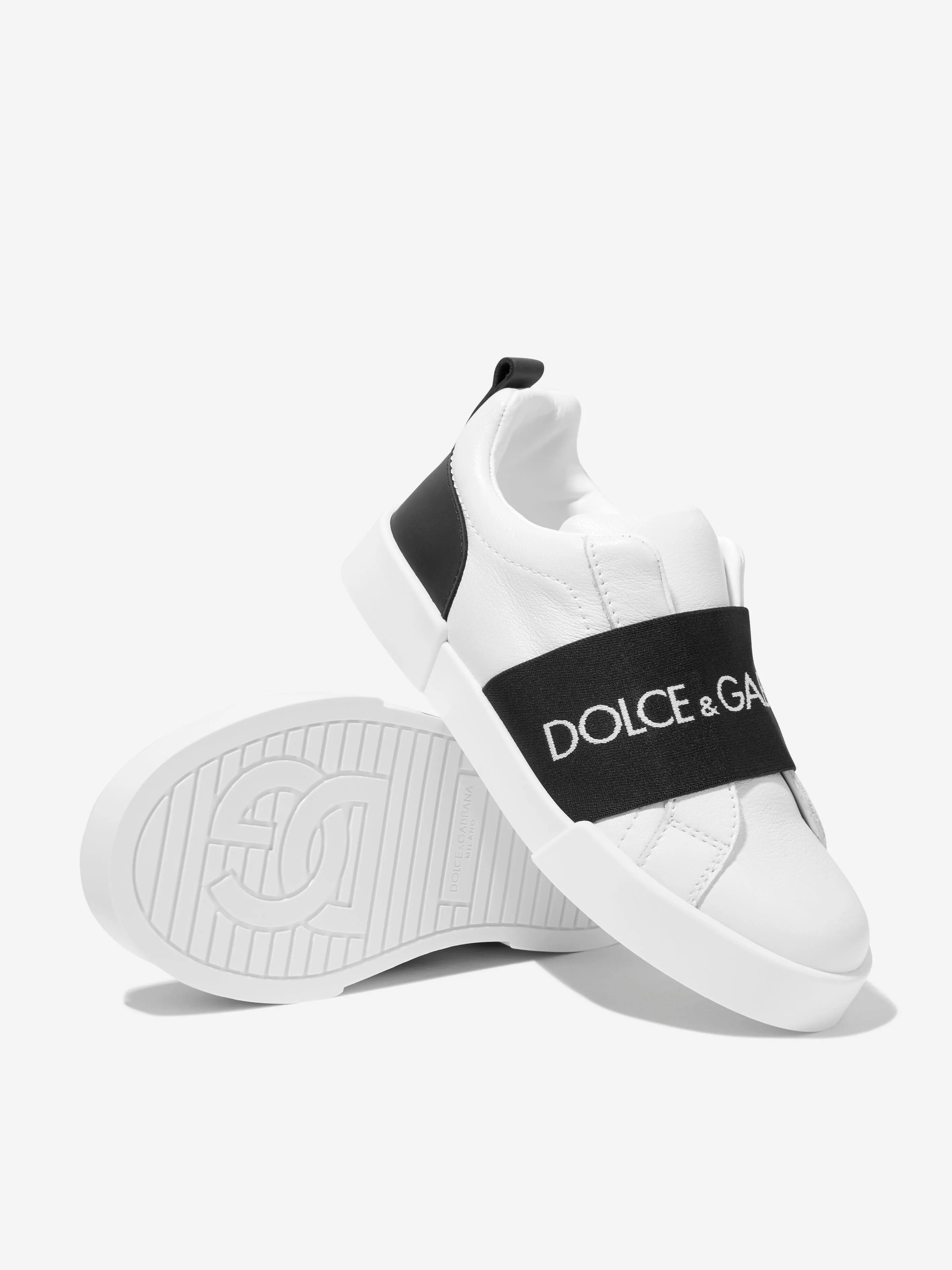 Dolce & Gabbana Kids Leather Slip On Trainers in White