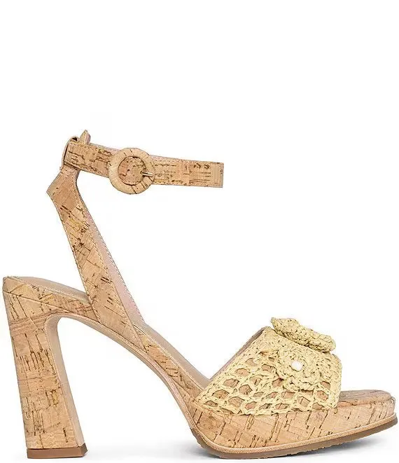 Donald Pliner Baybis Cork Crochet Platform Sandal - NATURAL