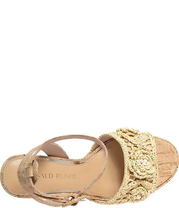 Donald Pliner Baybis Cork Crochet Platform Sandal - NATURAL