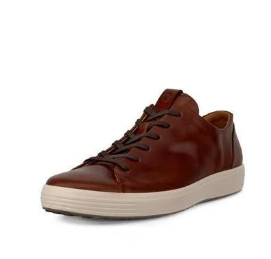 ECCO Men's Soft 7 Plain Lace Sneaker - Cognac