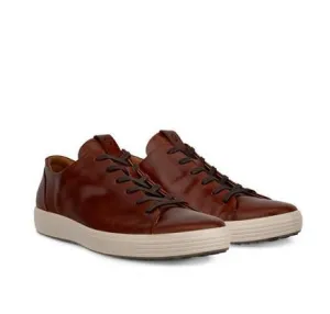 ECCO Men's Soft 7 Plain Lace Sneaker - Cognac