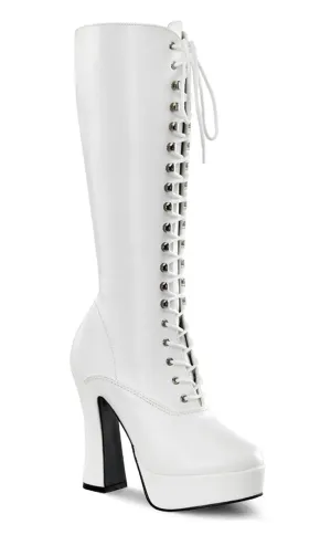 ELECTRA-2020 White Vegan Leather Knee High Boots