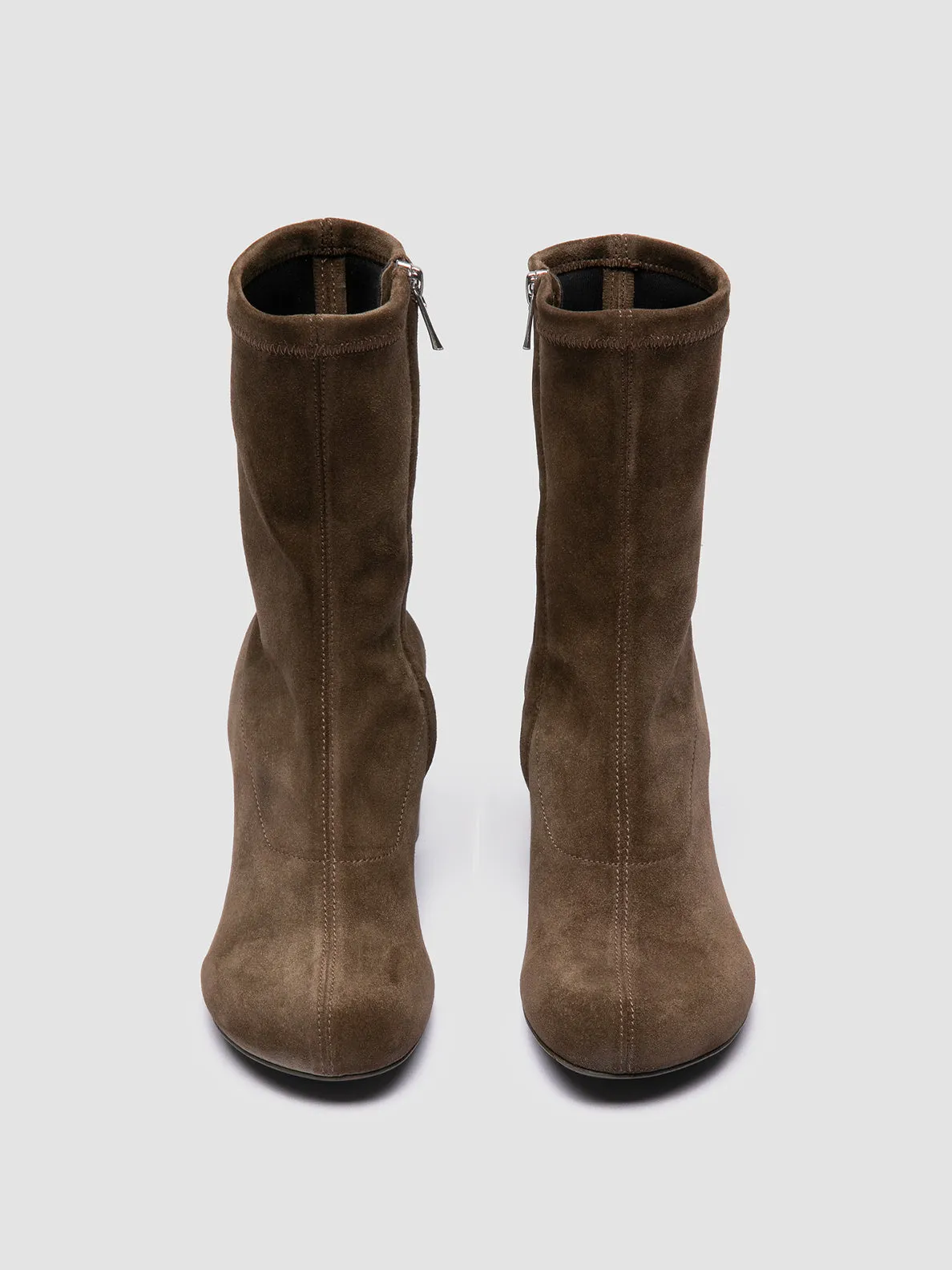 ELINOR 005 - Taupe Suede Zipped Boots