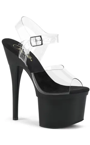 ESTEEM-708 Clear & Black Platform Heels