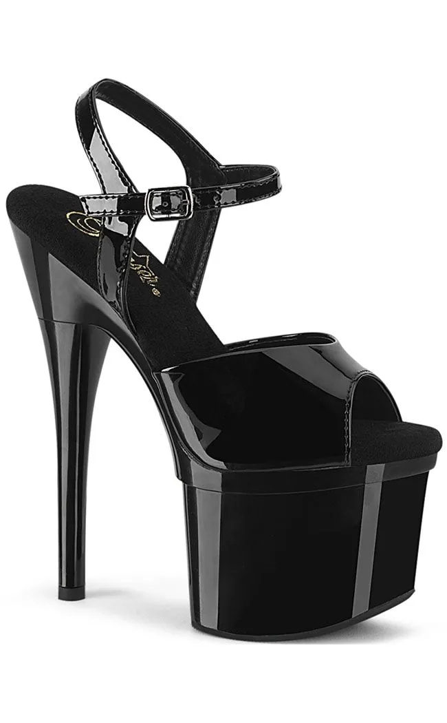 ESTEEM-709 Black Patent Platform Heels