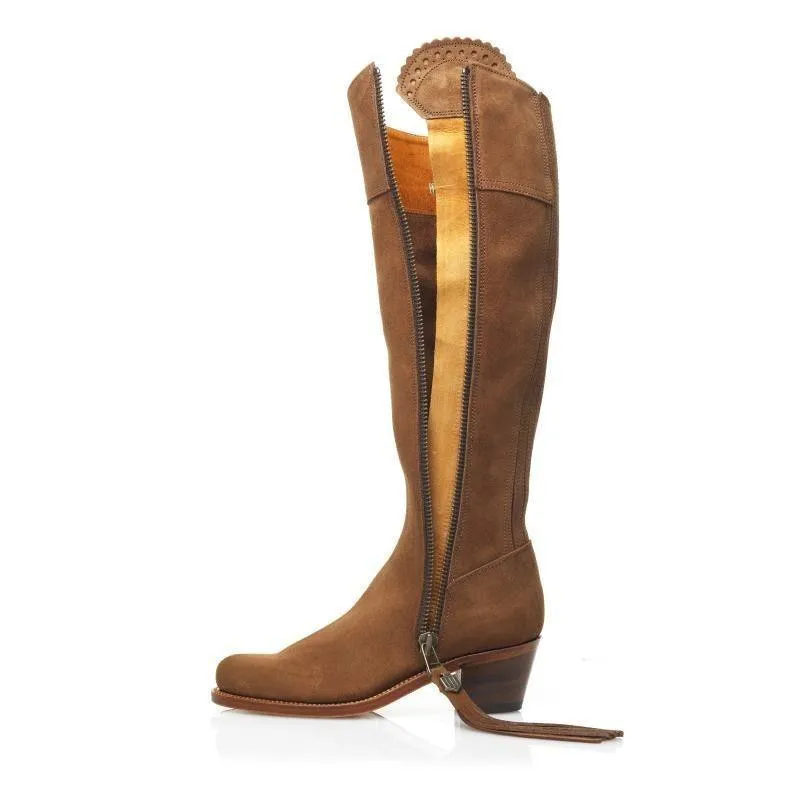 Fairfax & Favor Heeled Regina Sporting Fit Ladies Suede Boot - Tan