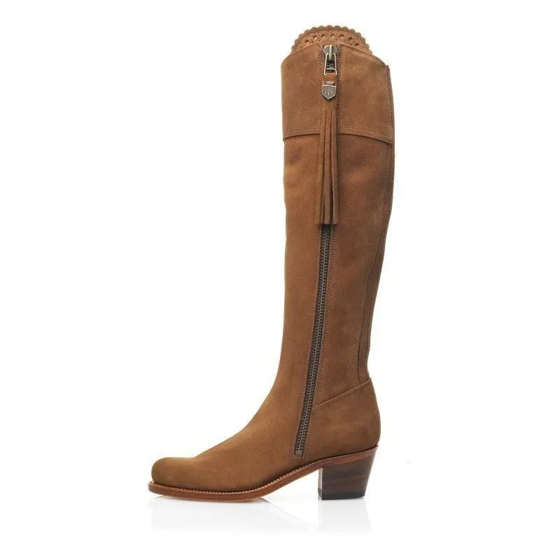 Fairfax & Favor Heeled Regina Sporting Fit Ladies Suede Boot - Tan