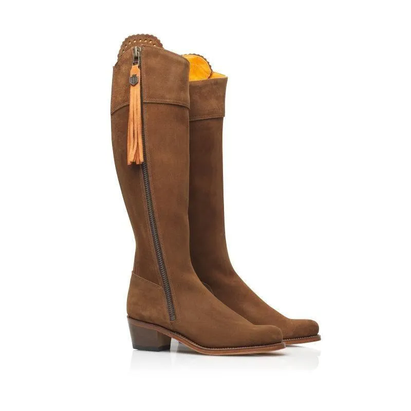 Fairfax & Favor Heeled Regina Sporting Fit Ladies Suede Boot - Tan