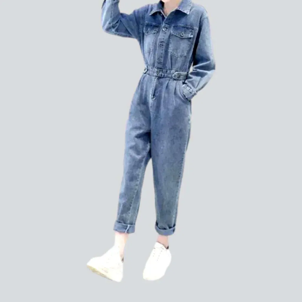 Fashionable women's denim jumpsuit