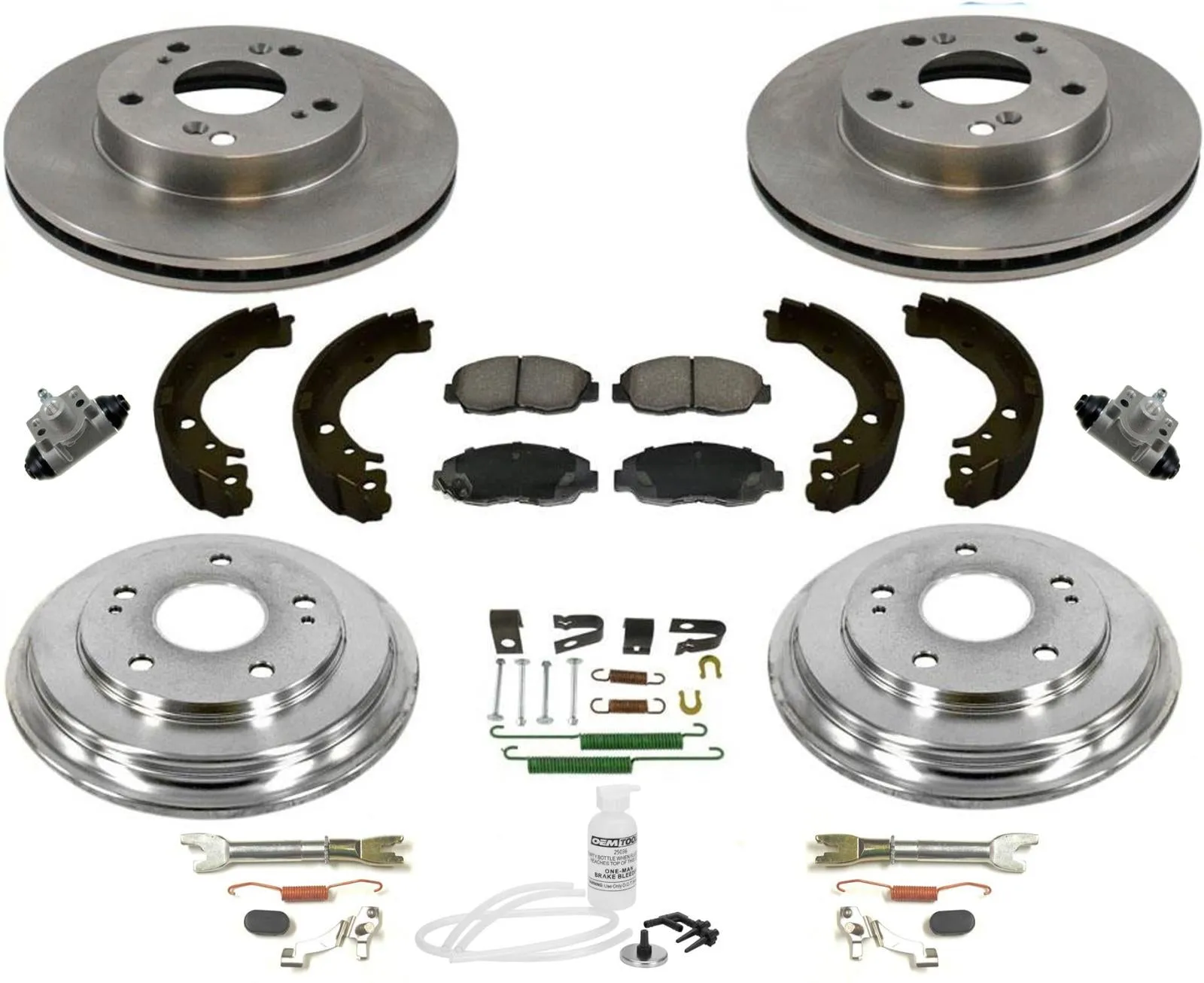 Fits 06-11 Civic DX LX Rotors Ceramic Pads Drum & Brake Shoes   Combi Kit 12Pc