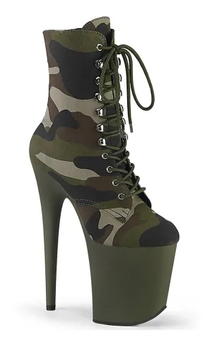 FLAMINGO-1020CAMO Green Camo Print Ankle Boots