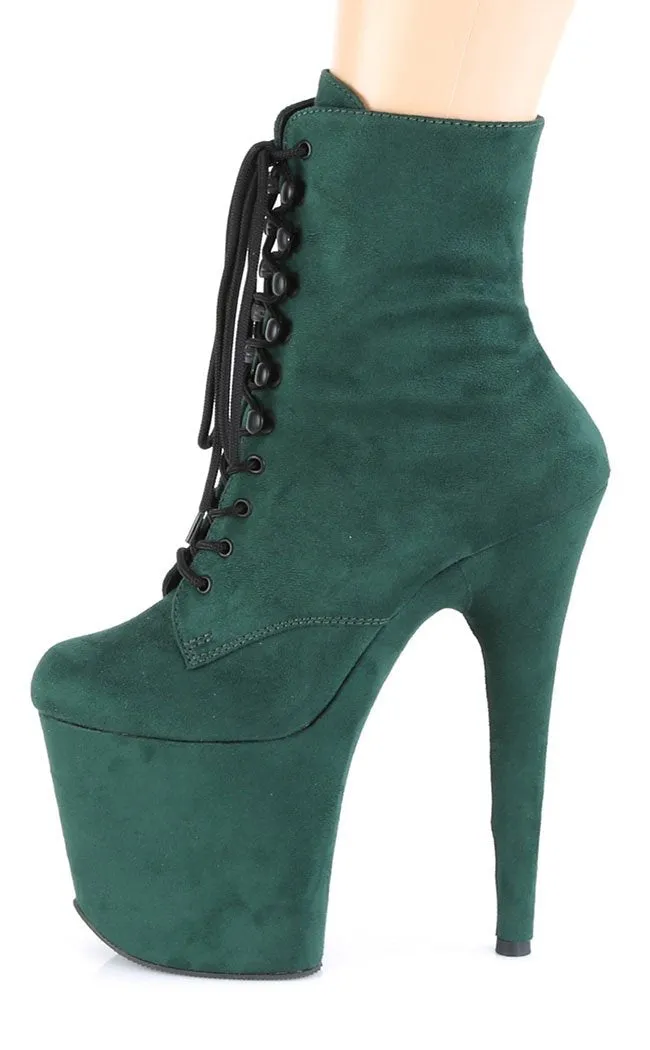 FLAMINGO-1020FS Emerald Green Suede Ankle Boots