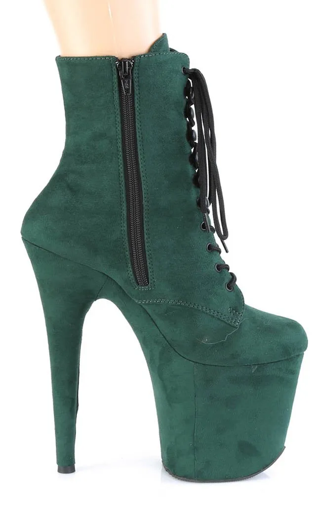 FLAMINGO-1020FS Emerald Green Suede Ankle Boots