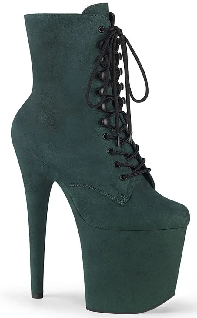 FLAMINGO-1020FS Emerald Green Suede Ankle Boots