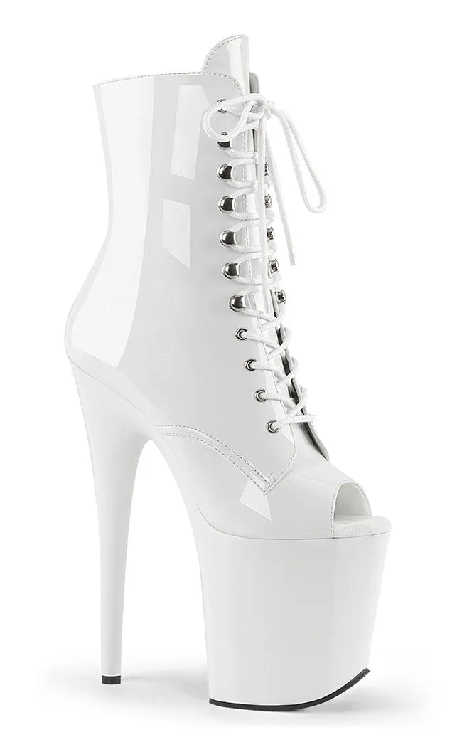 FLAMINGO-1021 White Patent Ankle Boots