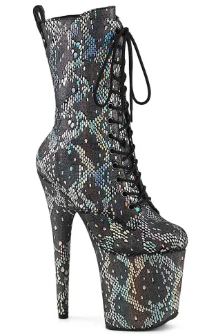 FLAMINGO-1040SPF Silver Metallic Snake Print Ankle Boots