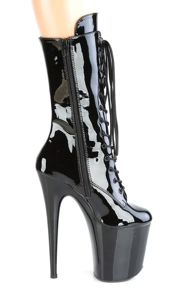 FLAMINGO-1050 Black Patent Mid Calf Boots