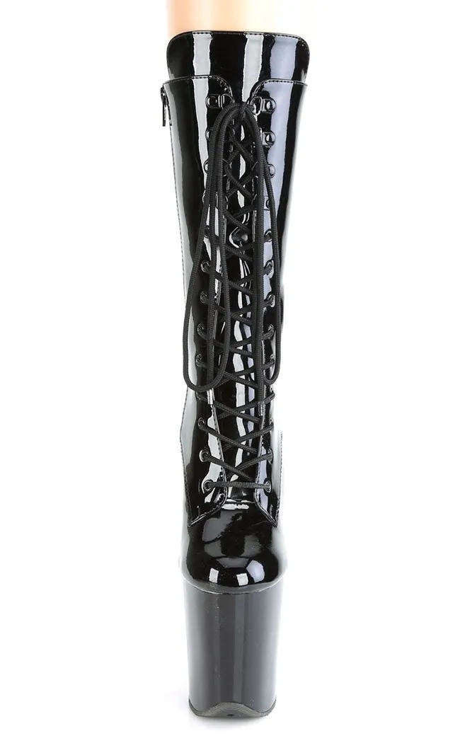 FLAMINGO-1050 Black Patent Mid Calf Boots