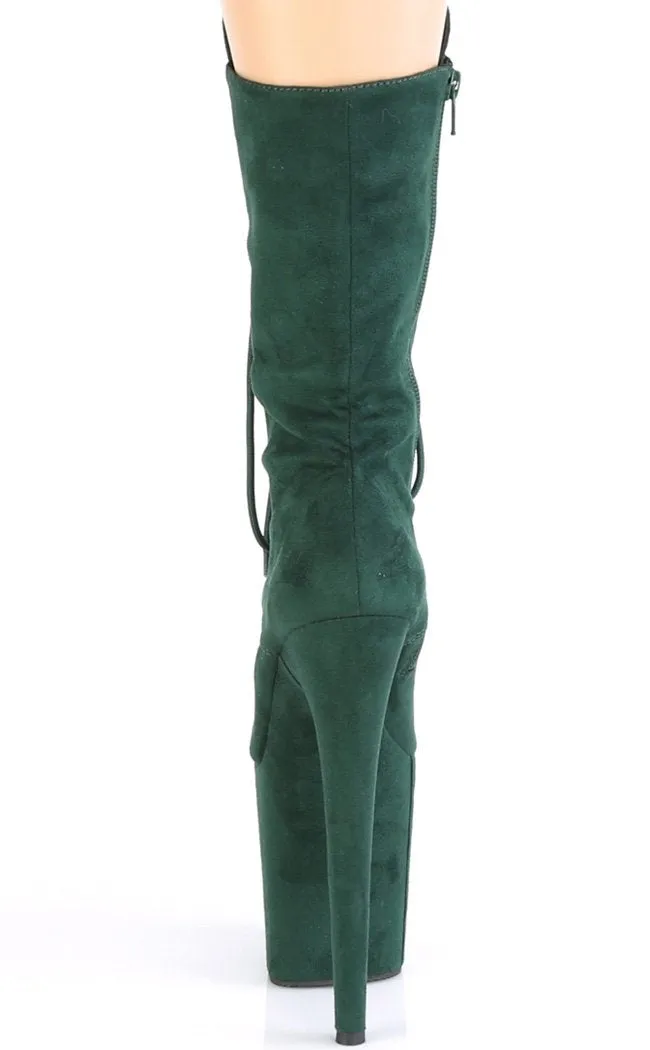 FLAMINGO-1050FS Emerald Green Suede Mid Calf Boots