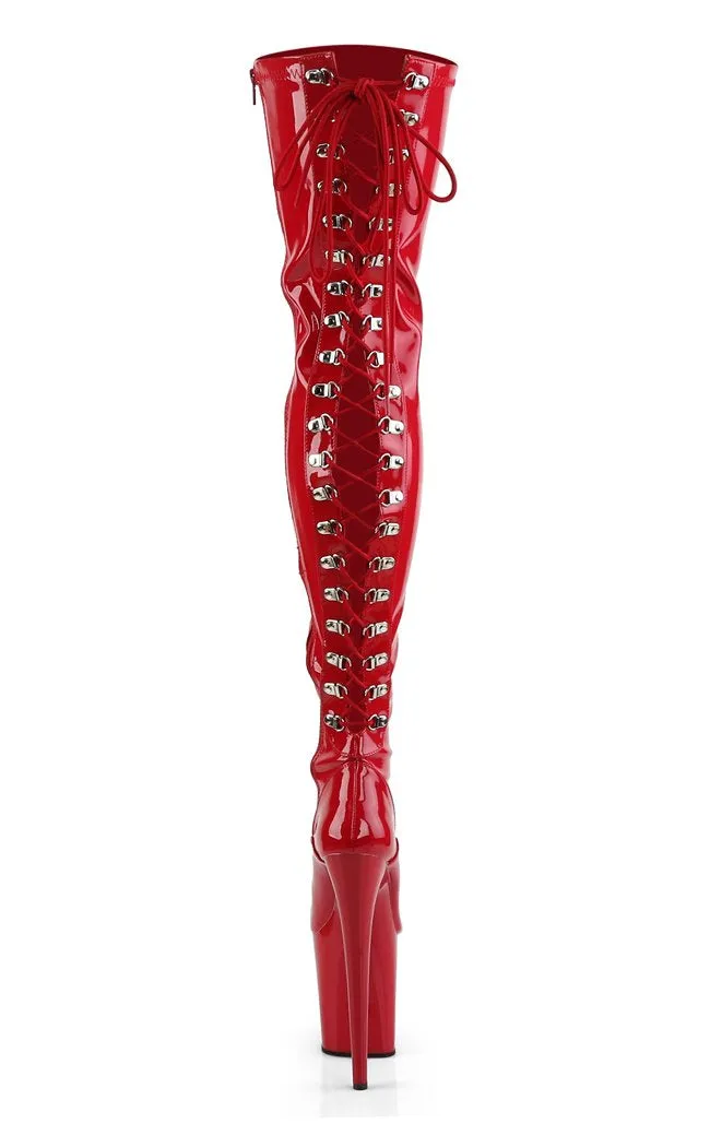 FLAMINGO-3063 Red Patent Thigh High Boots