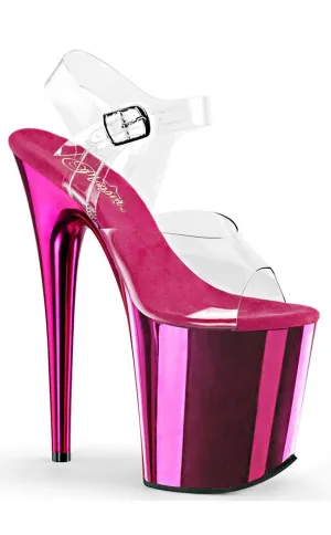 FLAMINGO-808 Clear & Hot Pink Platform Heels