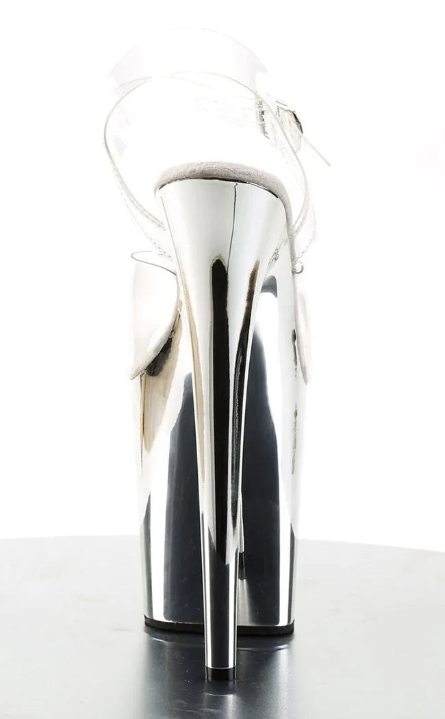 FLAMINGO-808 Clear & Silver Platform Heels