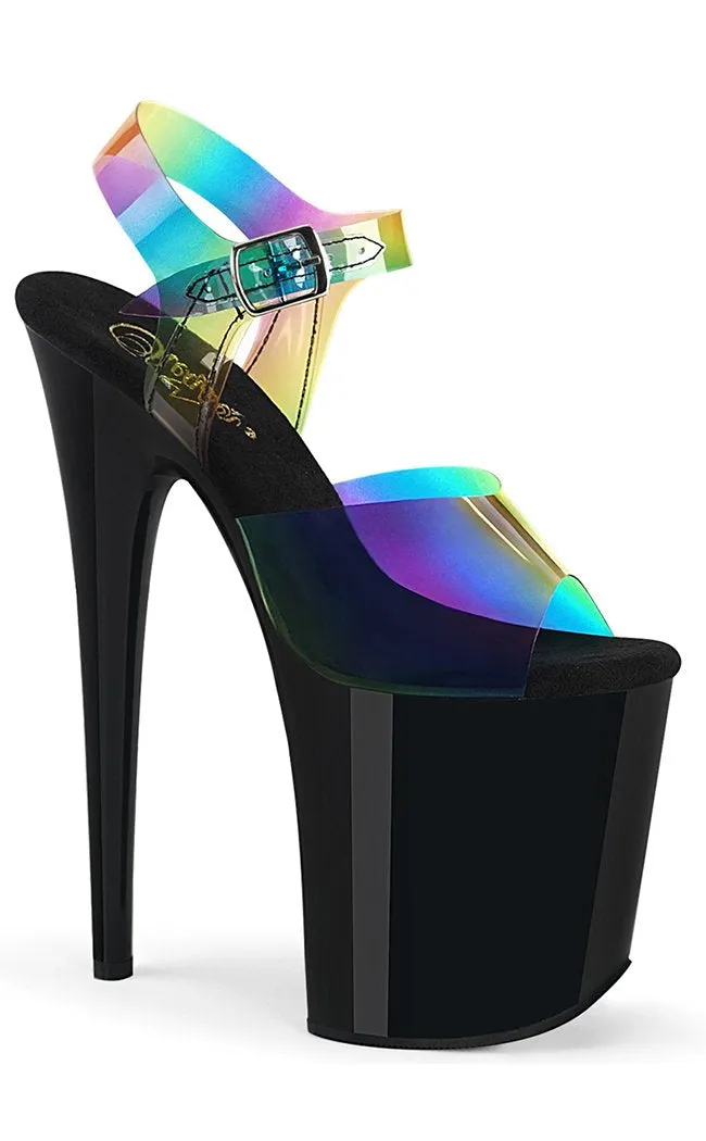 FLAMINGO-808RB Rainbow Chrome Platform Heels