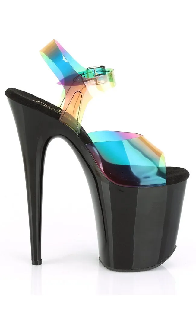 FLAMINGO-808RB Rainbow Chrome Platform Heels