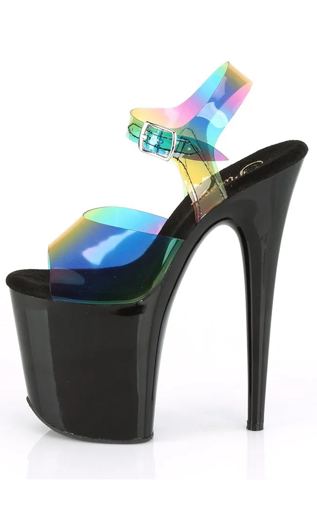 FLAMINGO-808RB Rainbow Chrome Platform Heels