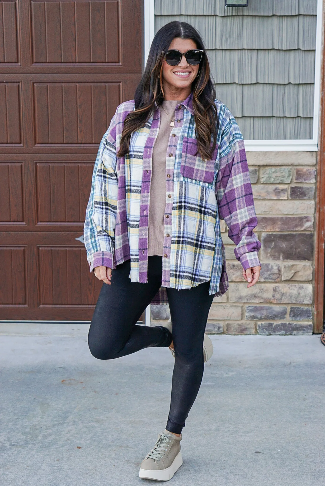 Flannel Season Lavender Plaid Shirt