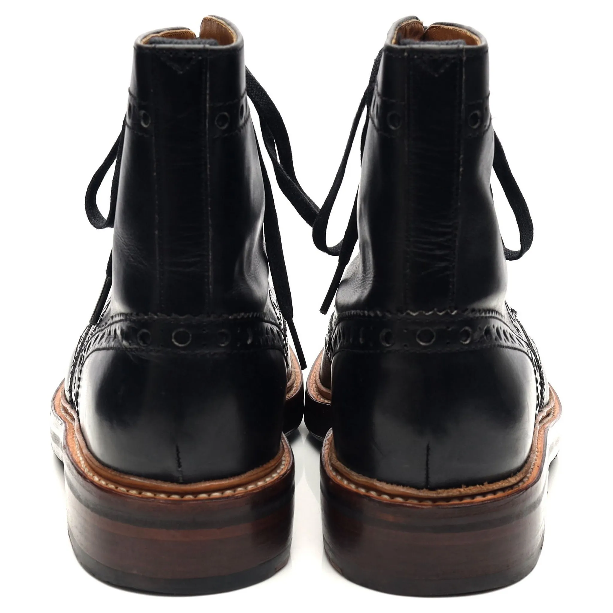 'Fred' Black Leather Brogue Boots UK 6 G