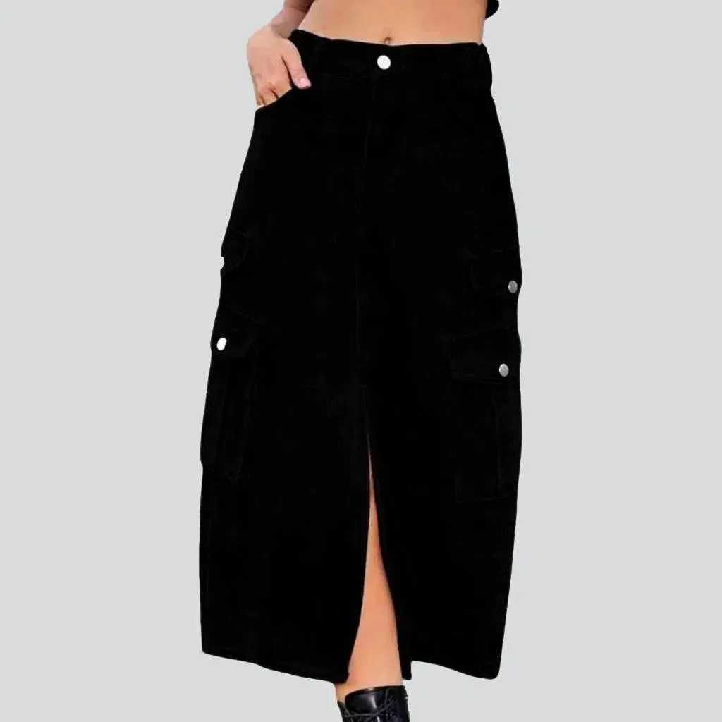 Front-slit long jeans
 for women