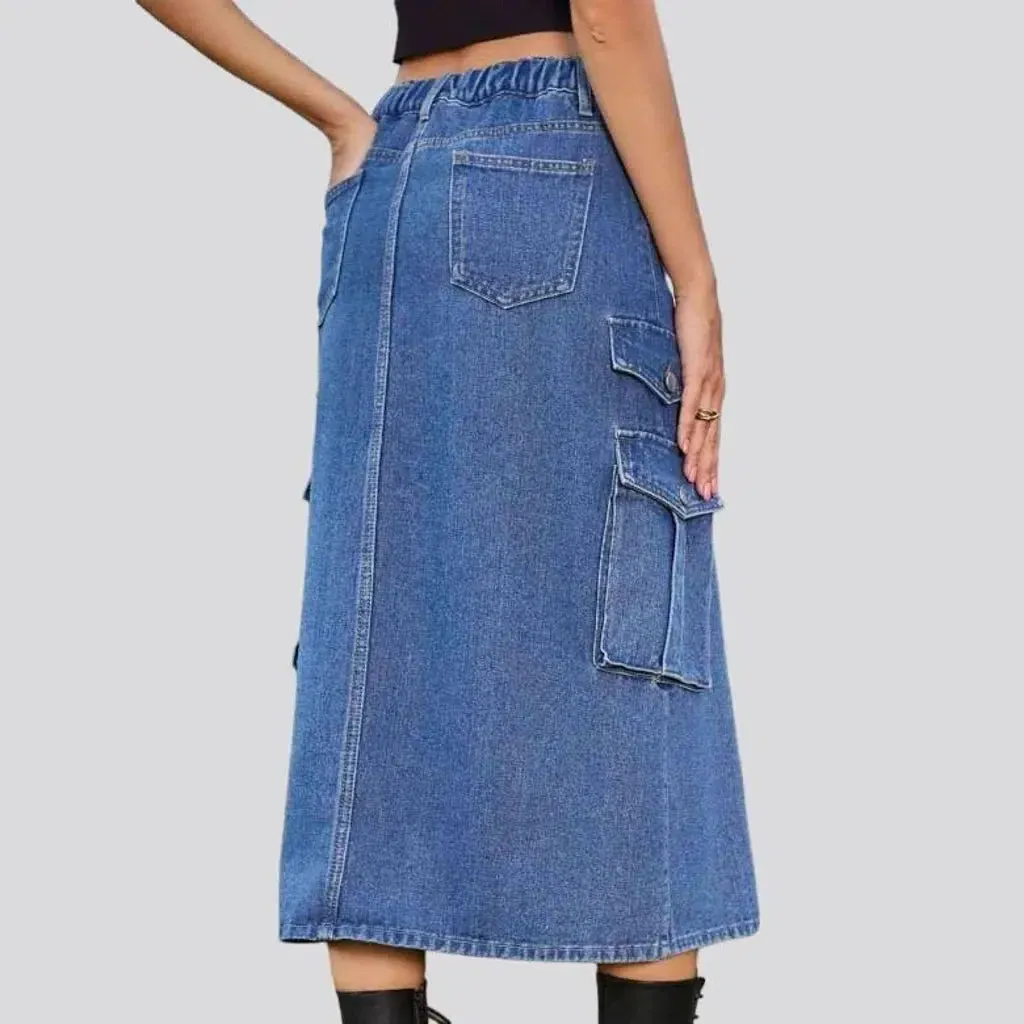 Front-slit long jeans
 for women