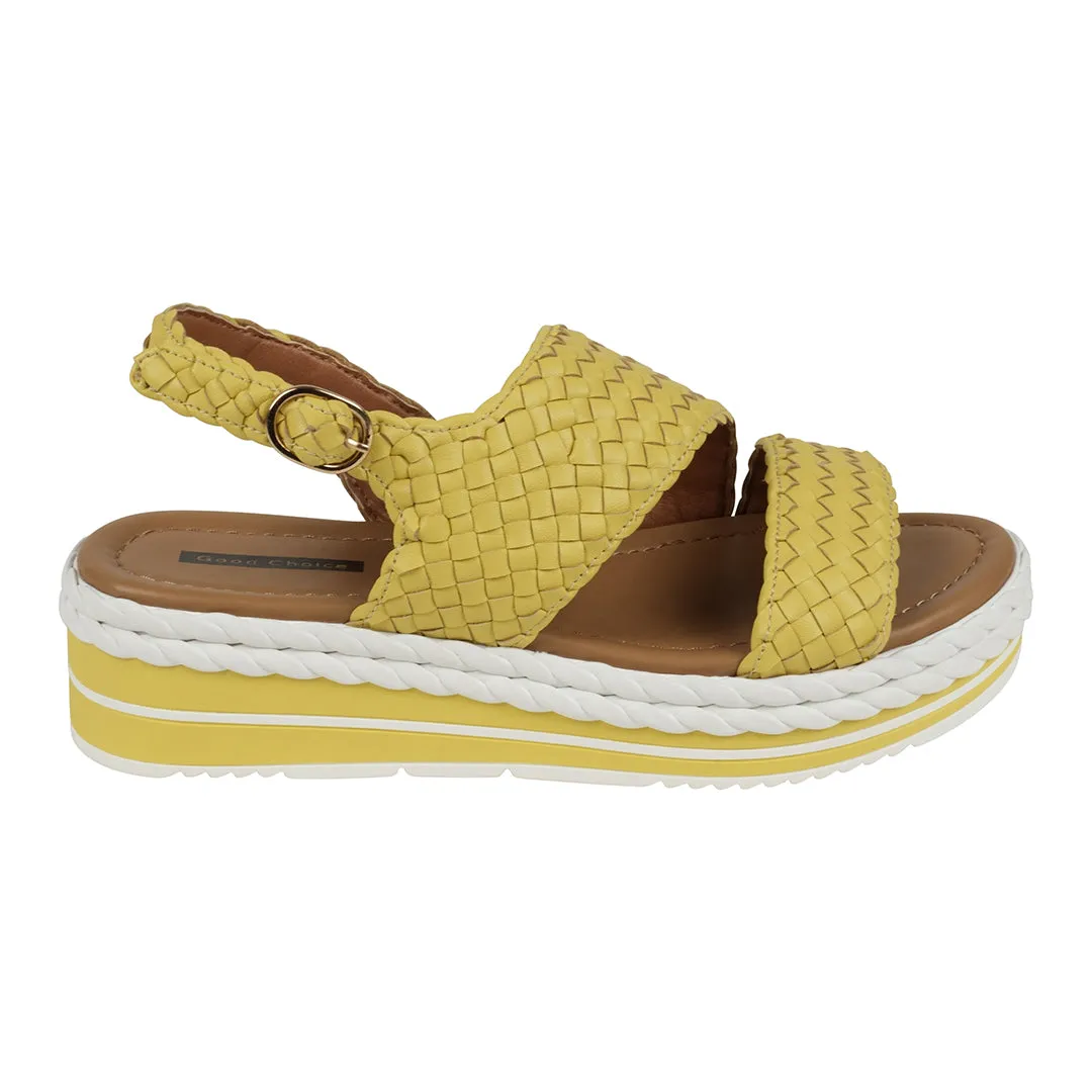 Gallant Mustard Double Band Slingback Platform Sandals