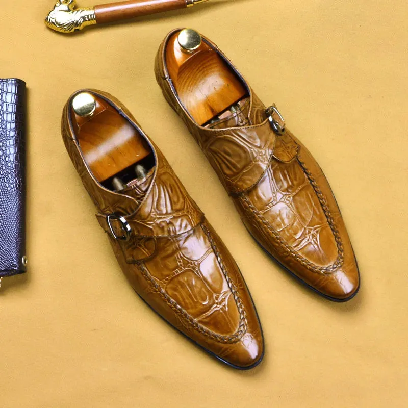 Genuine Leather Luxury Monk Strap Shoes