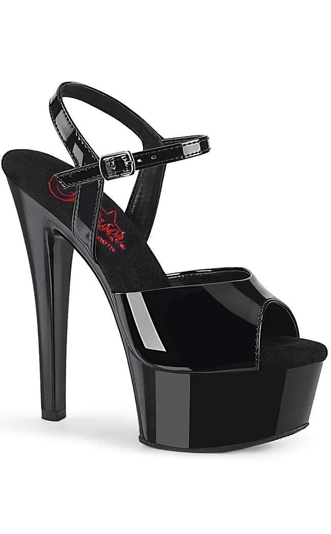 GLEAM-609 Black Patent Platform Heels