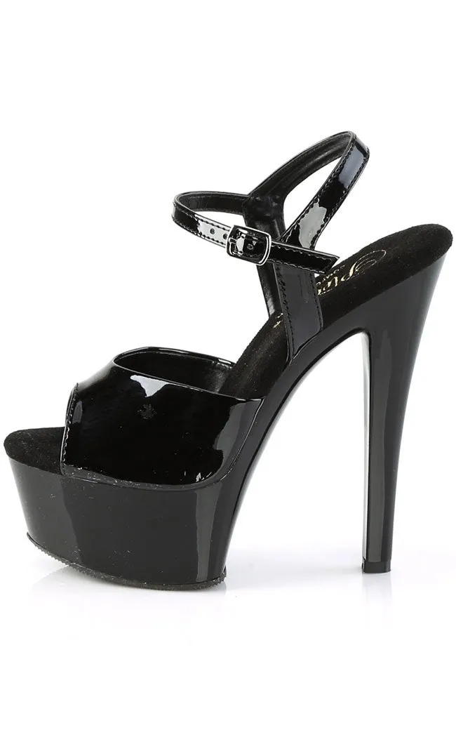 GLEAM-609 Black Patent Platform Heels