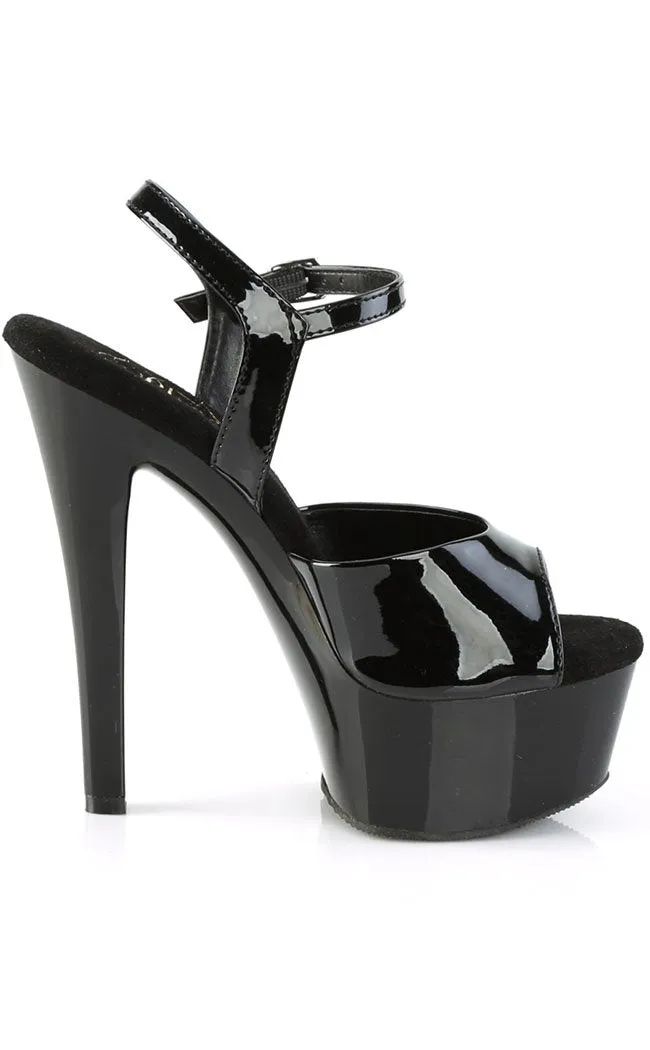 GLEAM-609 Black Patent Platform Heels