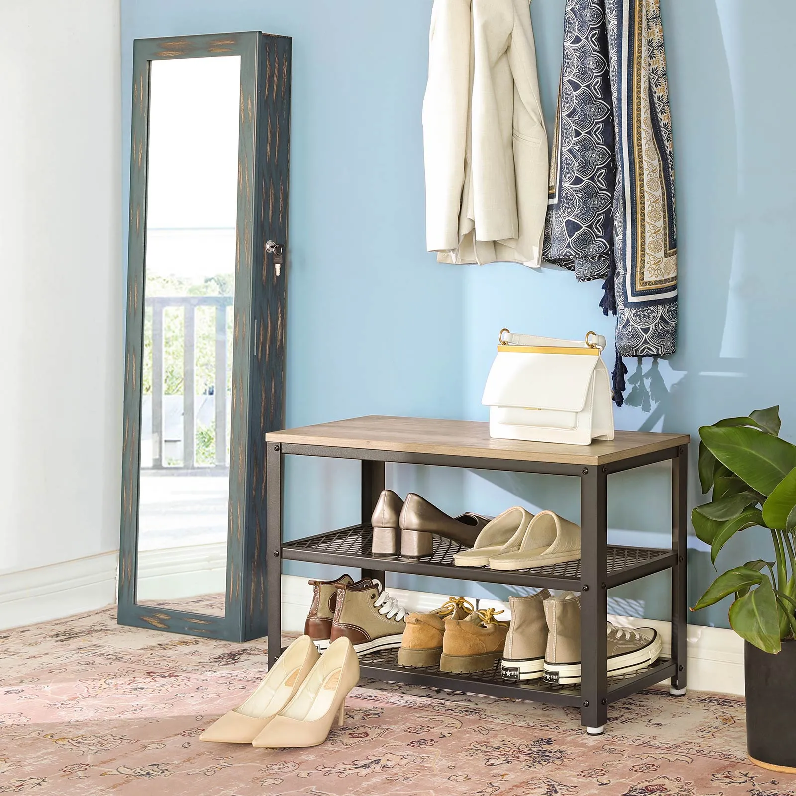 Gray 3-Tier Shoe Storage Rack