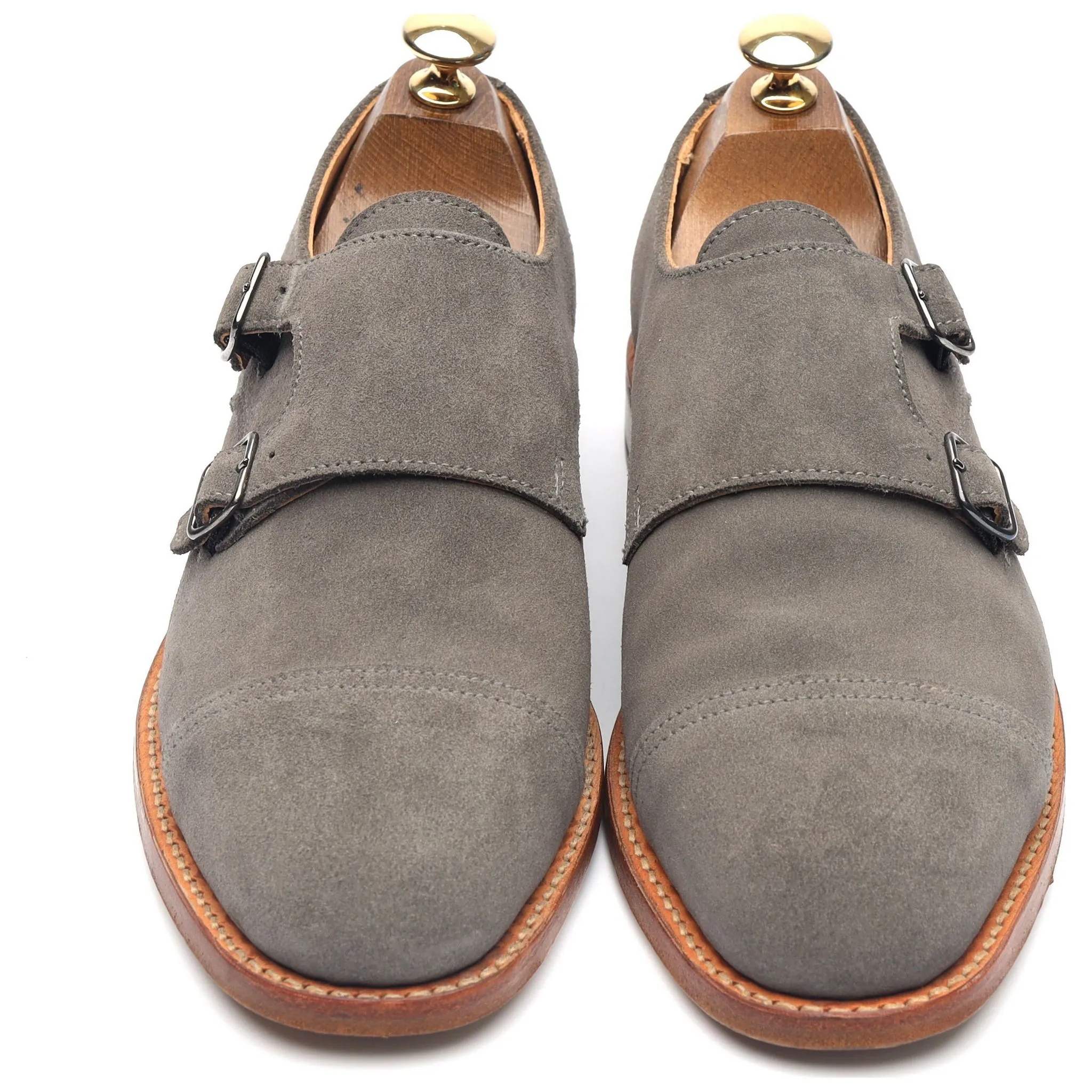 Grey Suede Double Monk Strap UK 6 F