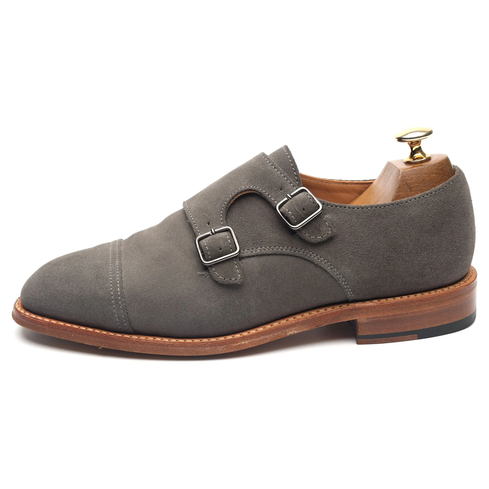 Grey Suede Double Monk Strap UK 6 F