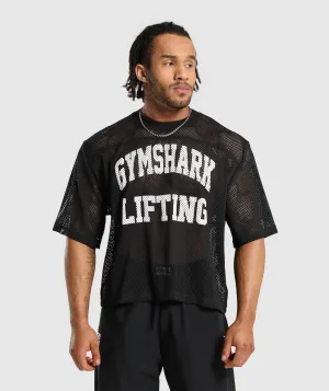 Gymshark Mesh Oversized T-Shirt - Black